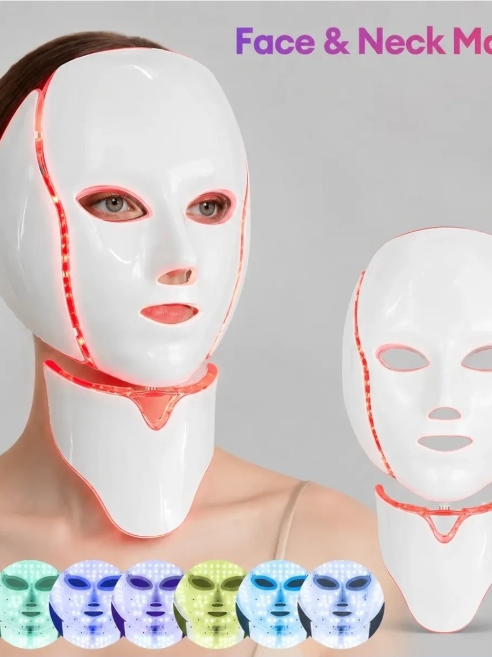 White LED Face & Neck Therapy Mask with Red Light
